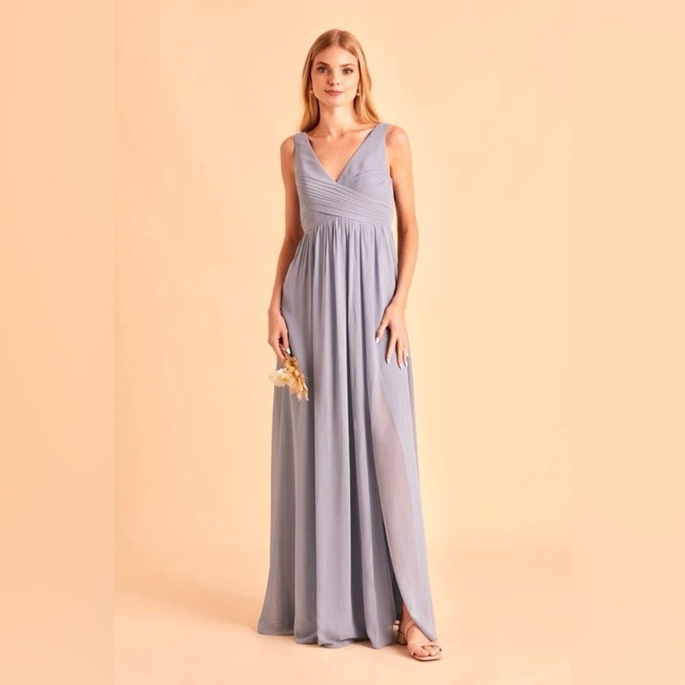 Prom/Grad/Wedding/Bridal dress in dusty blue chiffon flowy & airy